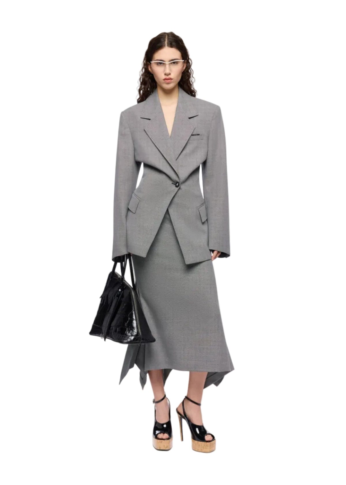The Attico // Blazer Microdesign Tailoring / White & Black Womens The Attico 