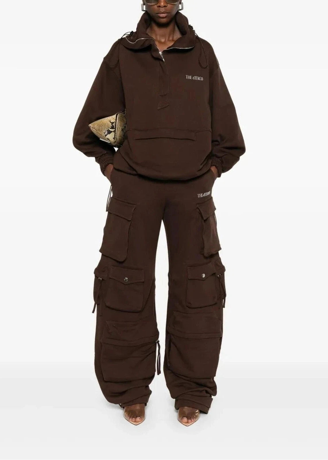The Attico // Blouson Double American Fleece / Dark Brown Womens The Attico 