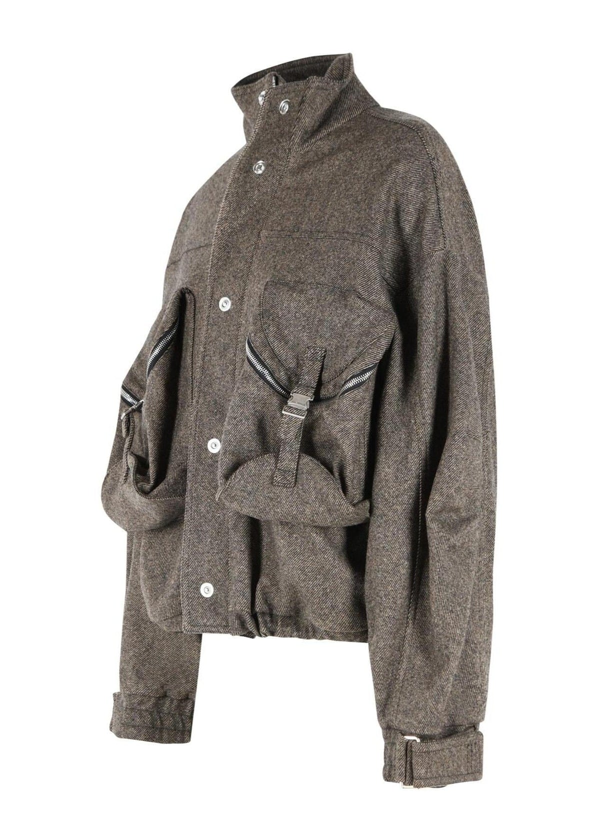 The Attico // Bomber Mix Wool Drill / Beige & Black Womens The Attico 