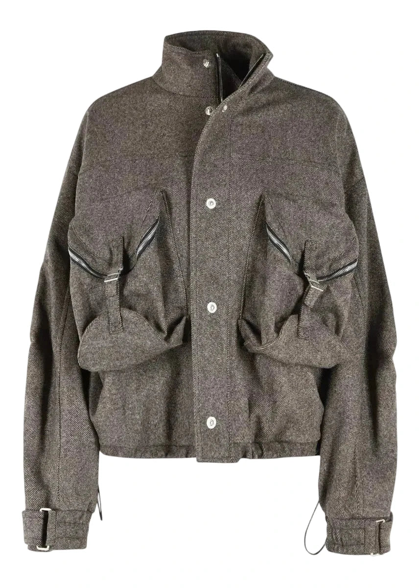 The Attico // Bomber Mix Wool Drill / Beige & Black Womens The Attico 