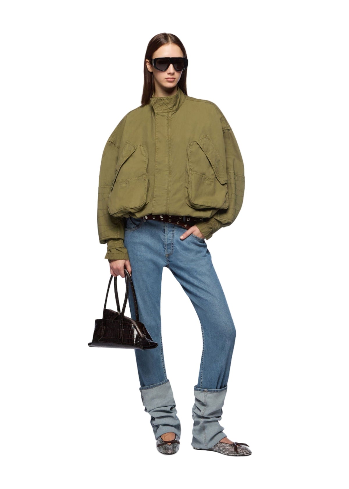 The Attico // Bomber Overdyed Canvas / Military Green Womens The Attico 