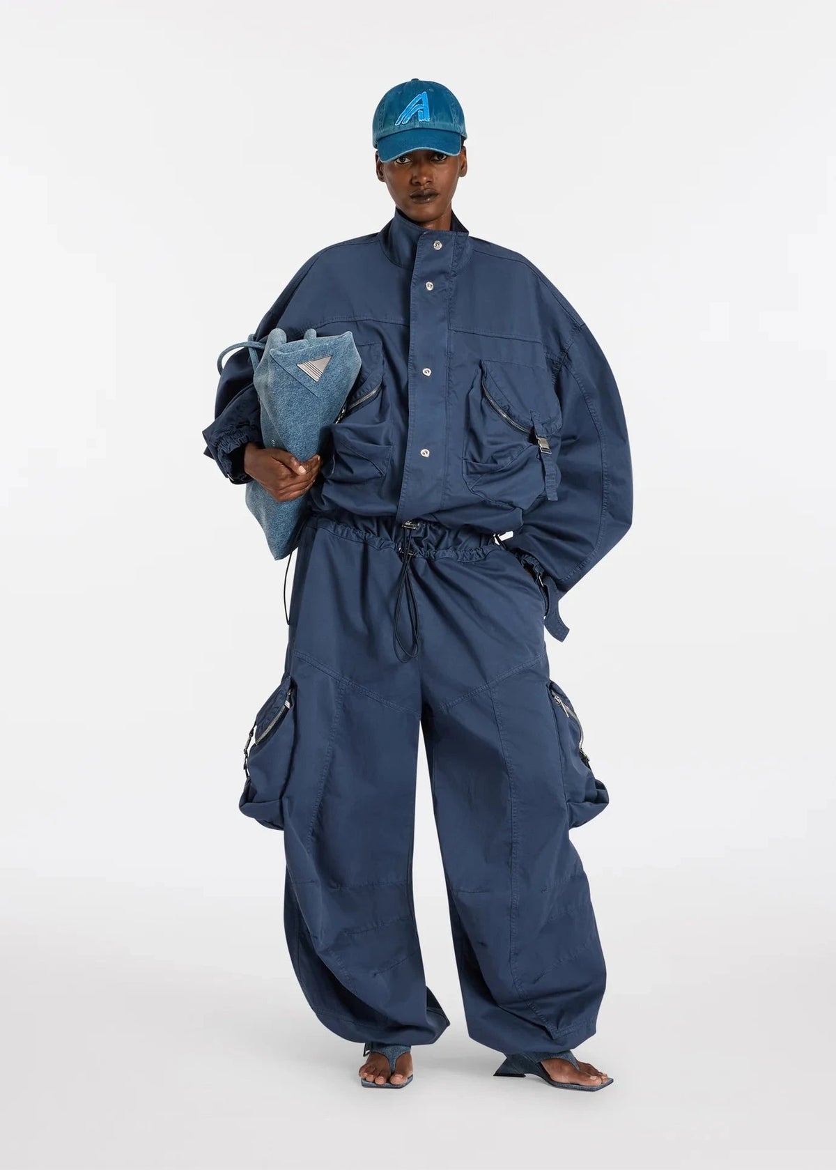 The Attico // Bomber Overdyed Cotton Gabardine / Washed Blue Womens The Attico 