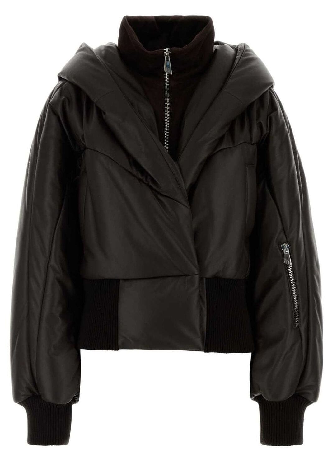 The Attico // Bomber Soft Nappa / Dark Brown Womens The Attico 