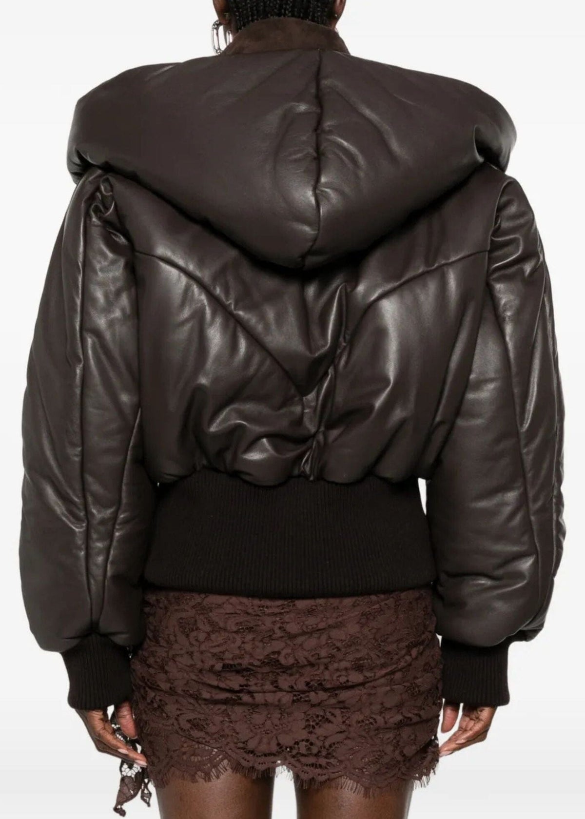 The Attico // Bomber Soft Nappa / Dark Brown Womens The Attico 