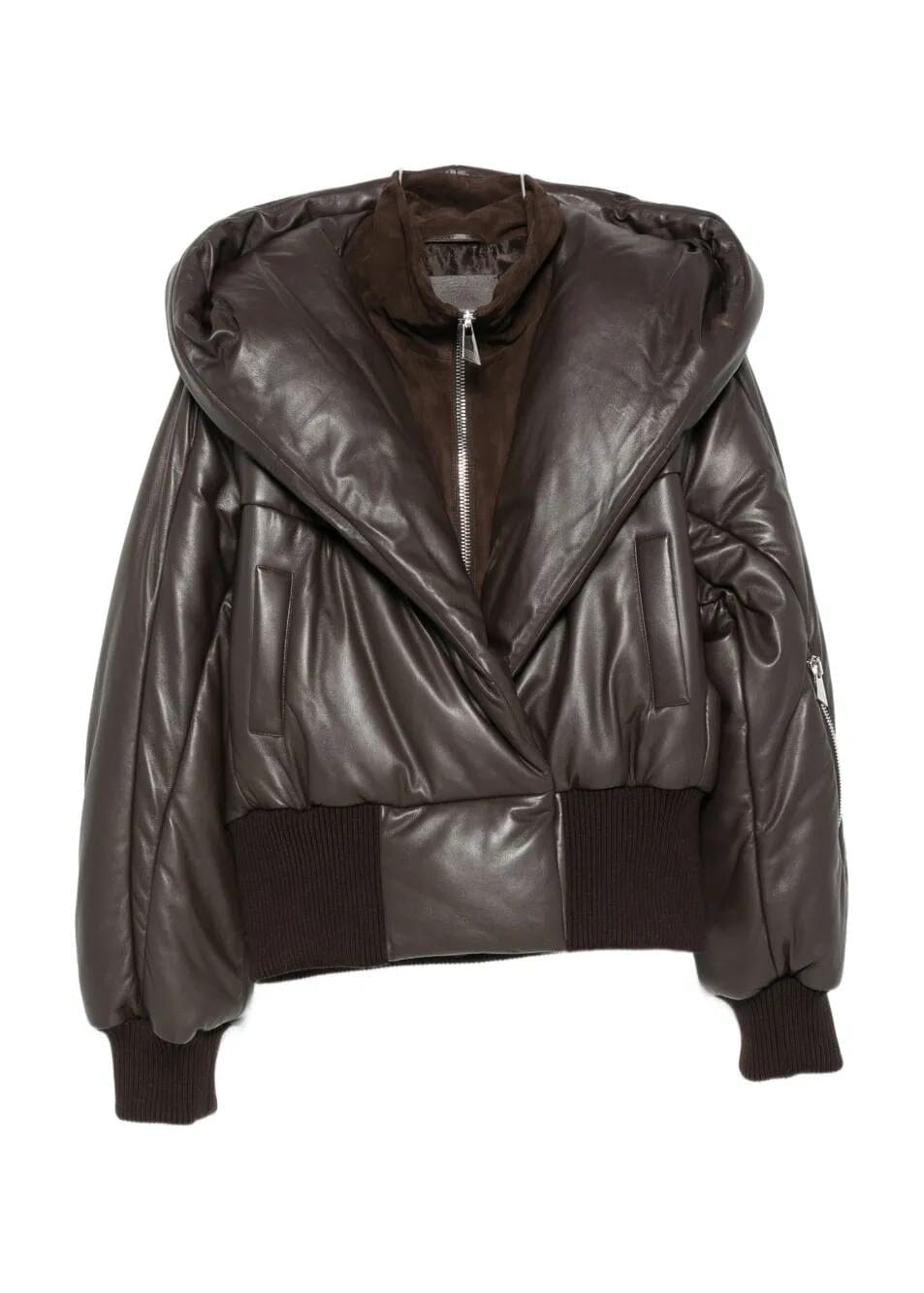 The Attico // Bomber Soft Nappa / Dark Brown Womens The Attico 