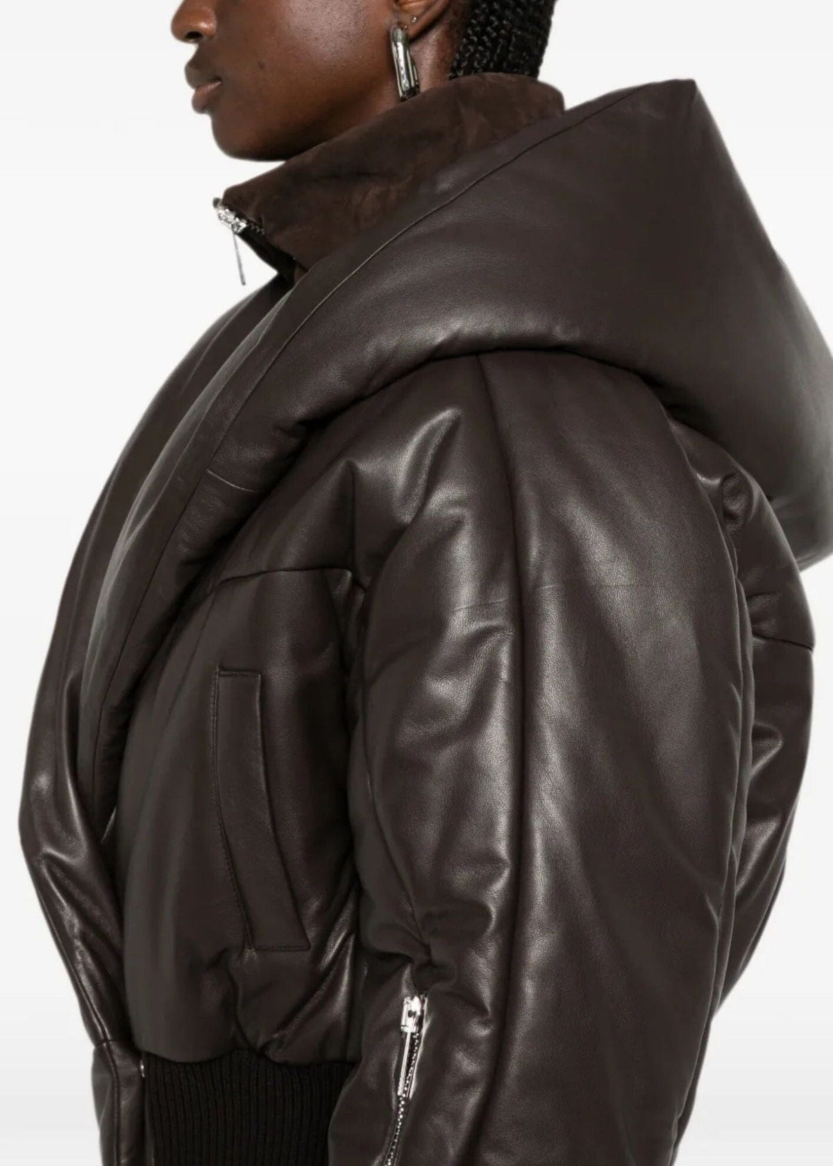 The Attico // Bomber Soft Nappa / Dark Brown Womens The Attico 