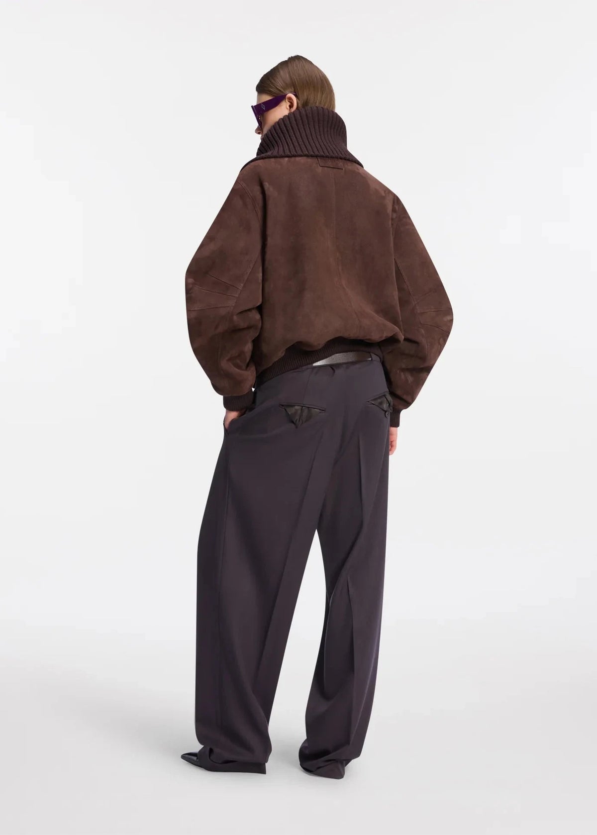 The Attico // Bomber Suede / Dark Brown Womens The Attico 