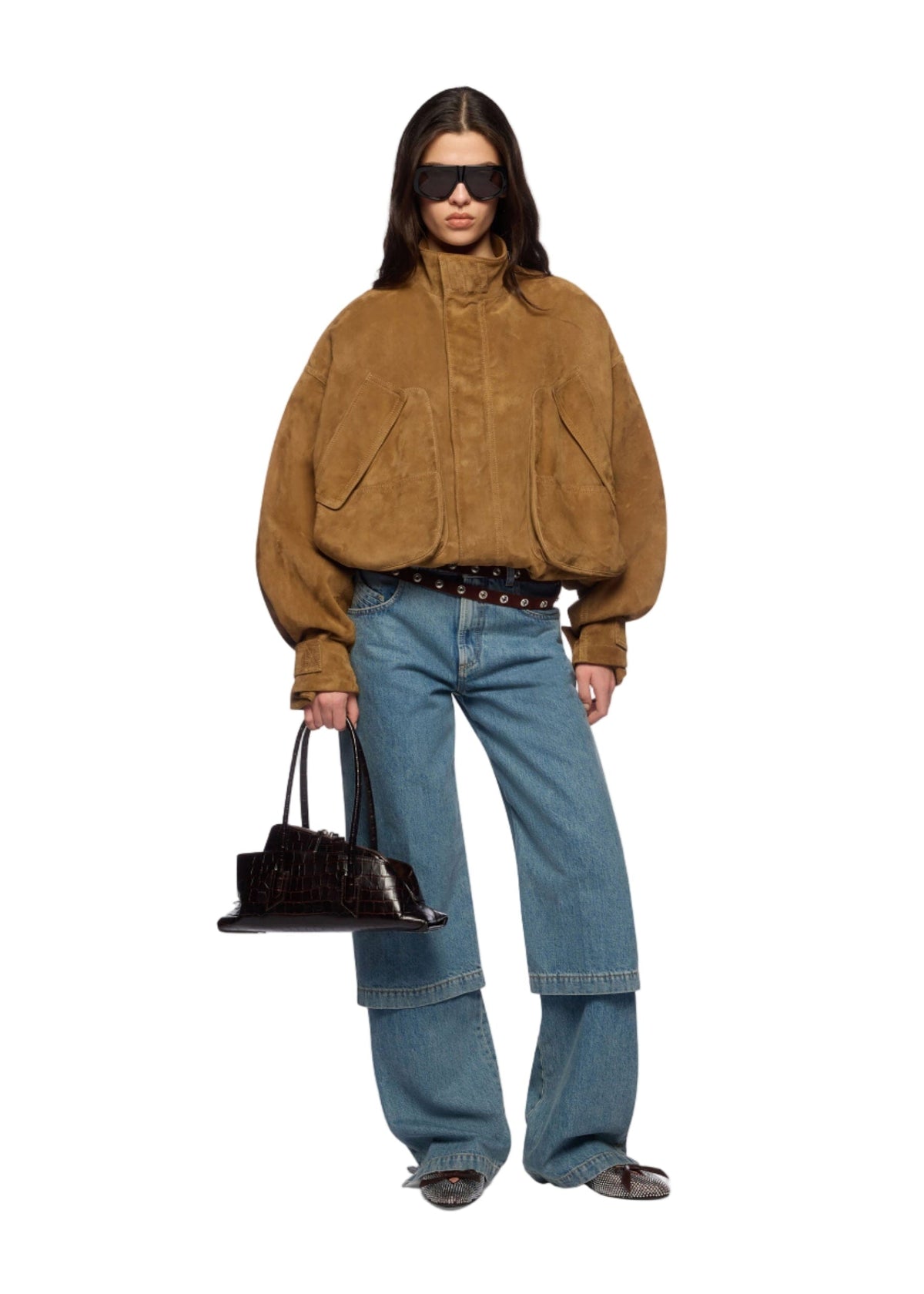 The Attico // Bomber Suede Leather / Sand Womens The Attico 