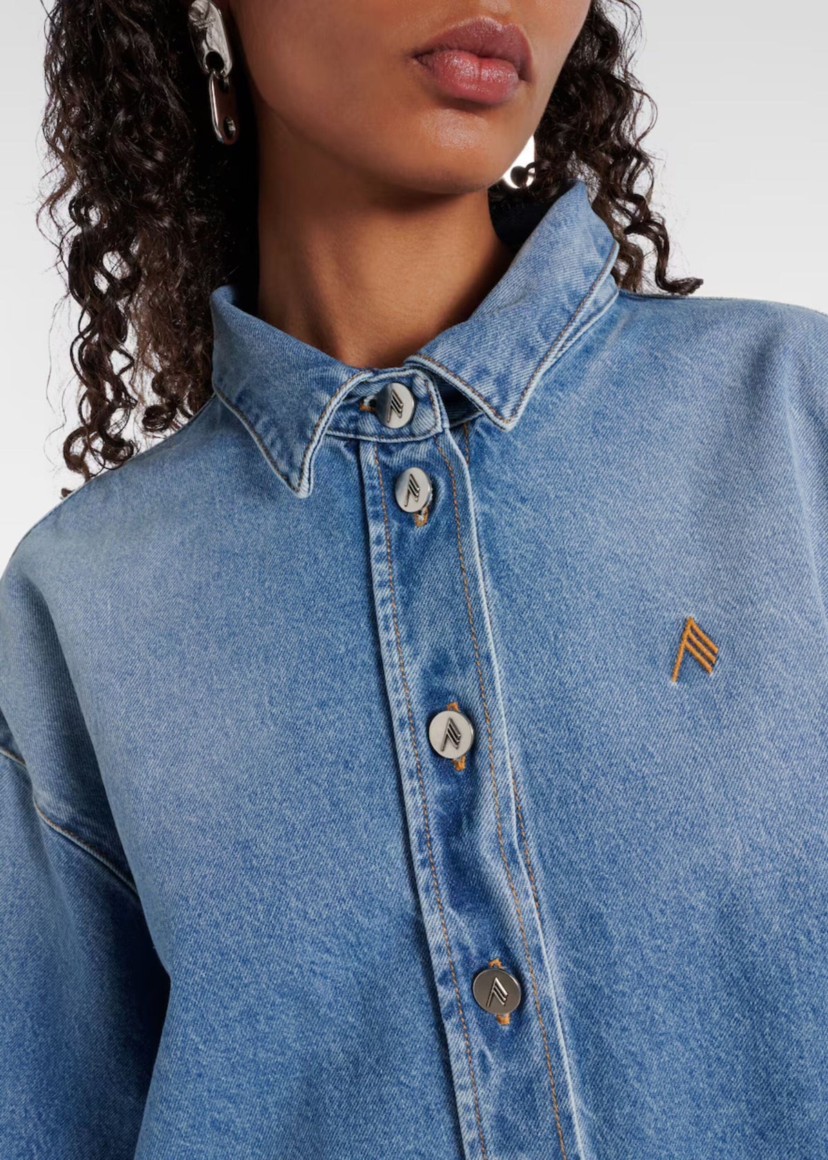 The Attico // Bomber Washed Denim / Sky Blue Womens The Attico 