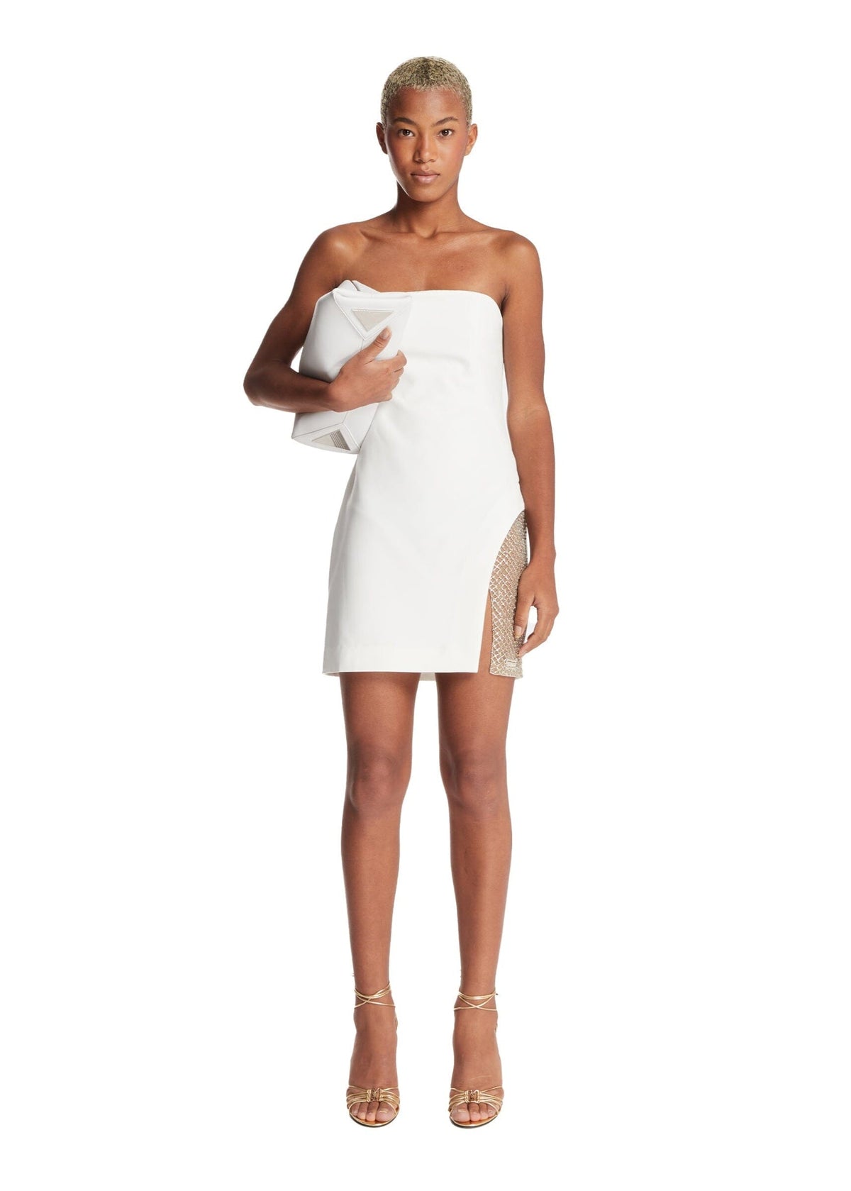 The Attico // Cady Embroidered Mesh Mini Dress / White Womens The Attico 