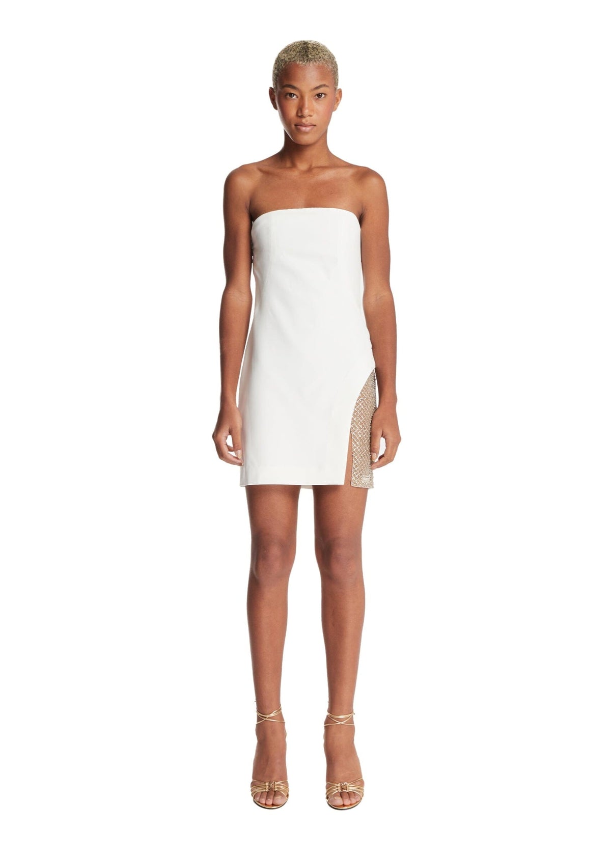 The Attico // Cady Embroidered Mesh Mini Dress / White Womens The Attico 