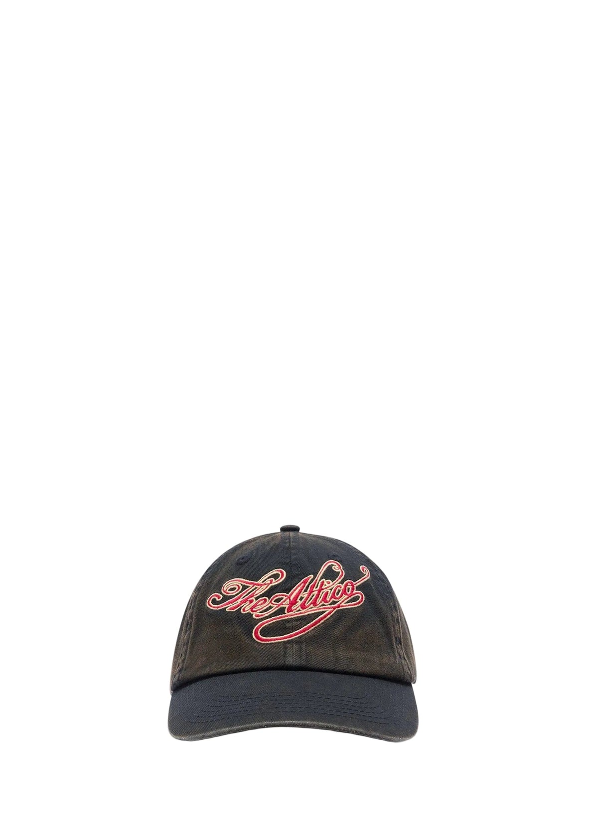 The Attico // Cap Canvas Embroidered Logo / Black & Red Womens The Attico 