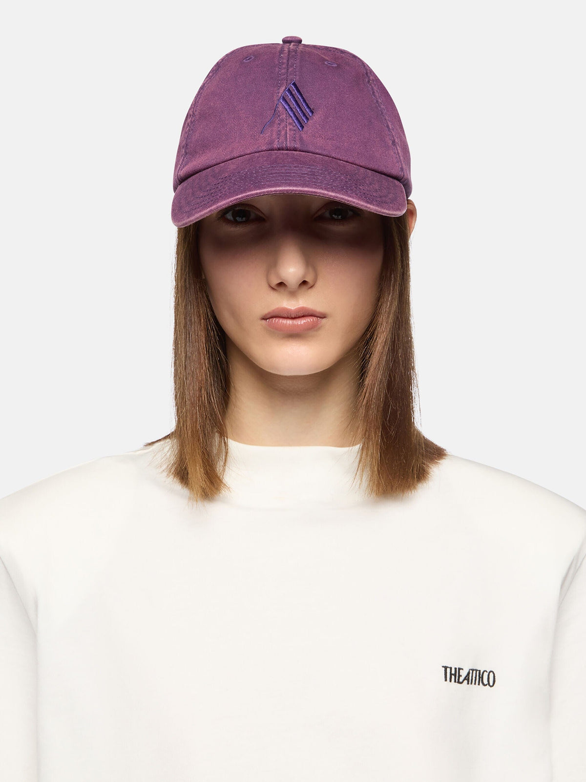 The Attico // Cap Canvas Embroidered Logo / Dark Mauve Womens The Attico 