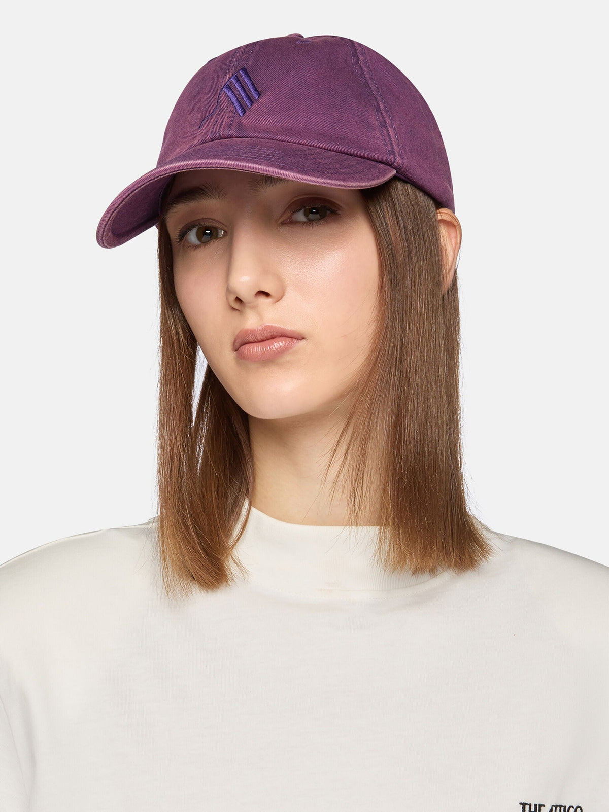 The Attico // Cap Canvas Embroidered Logo / Dark Mauve Womens The Attico 