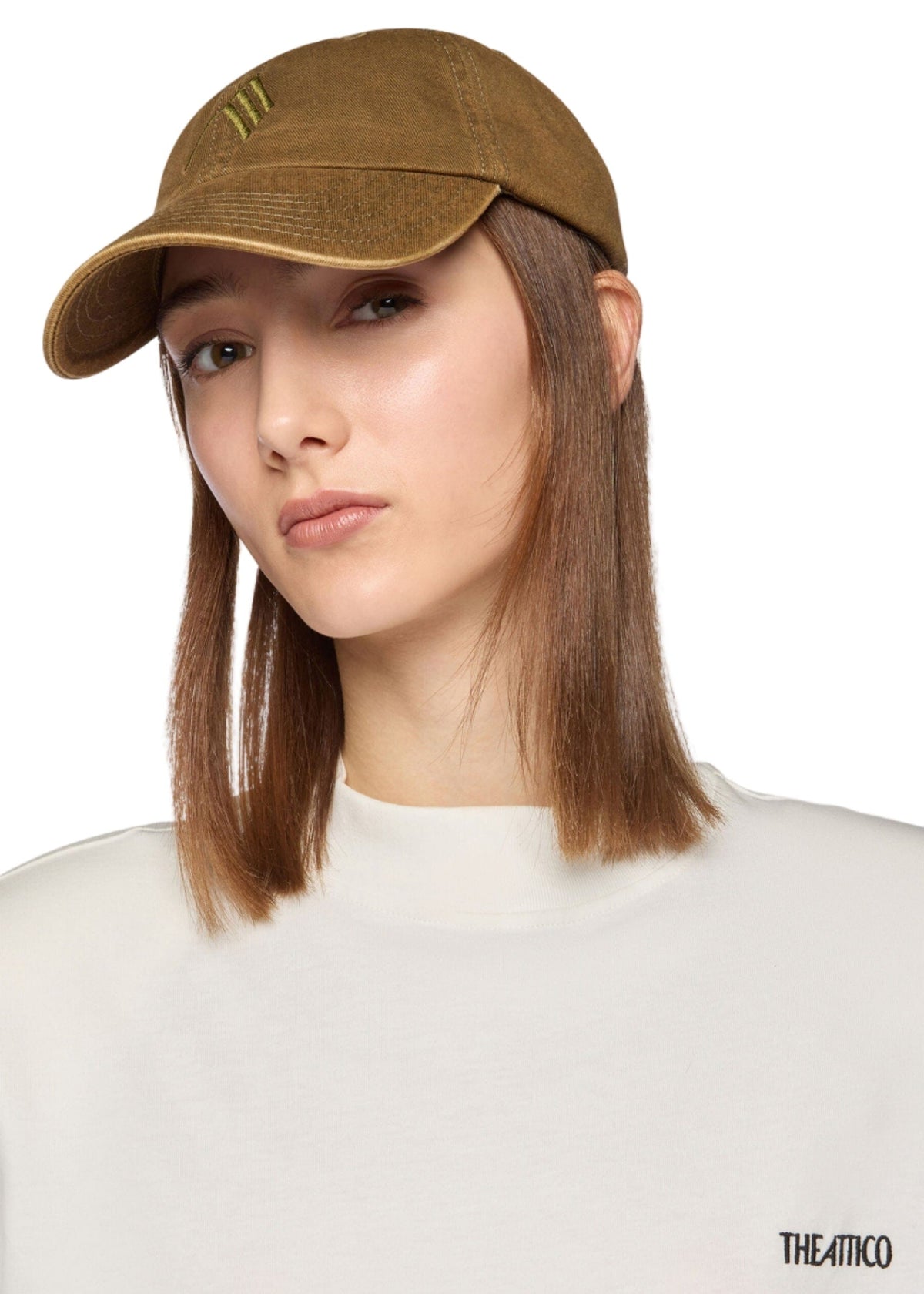 The Attico // Cap Canvas Embroidered Logo / Military Green Womens The Attico 