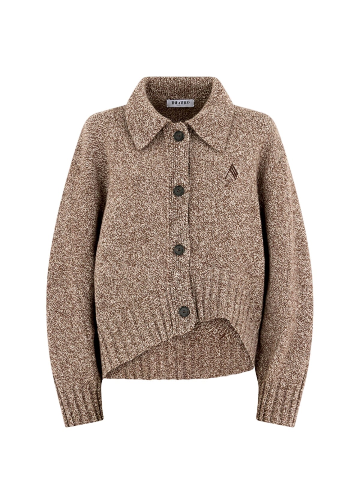 The Attico // Cardigan Wool Cashmere / Dark Brown & White Womens The Attico 