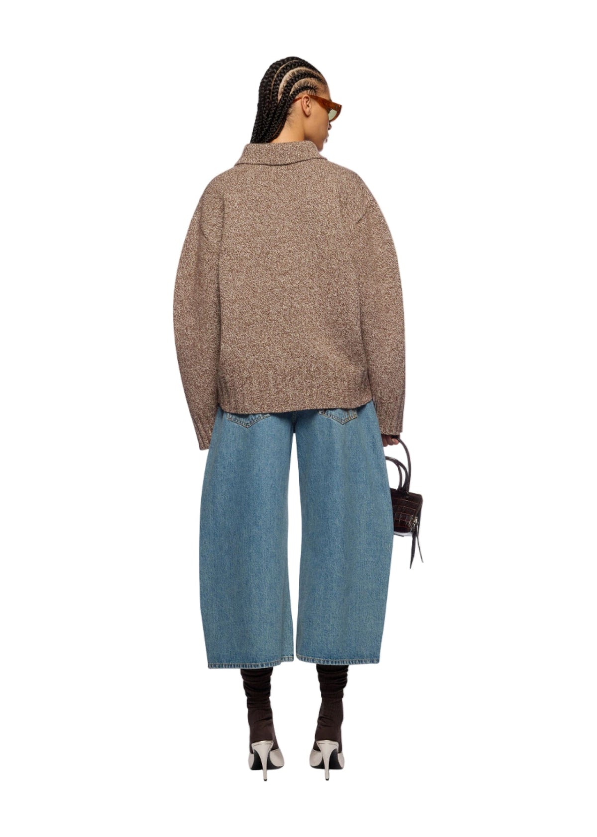 The Attico // Cardigan Wool Cashmere / Dark Brown & White Womens The Attico 