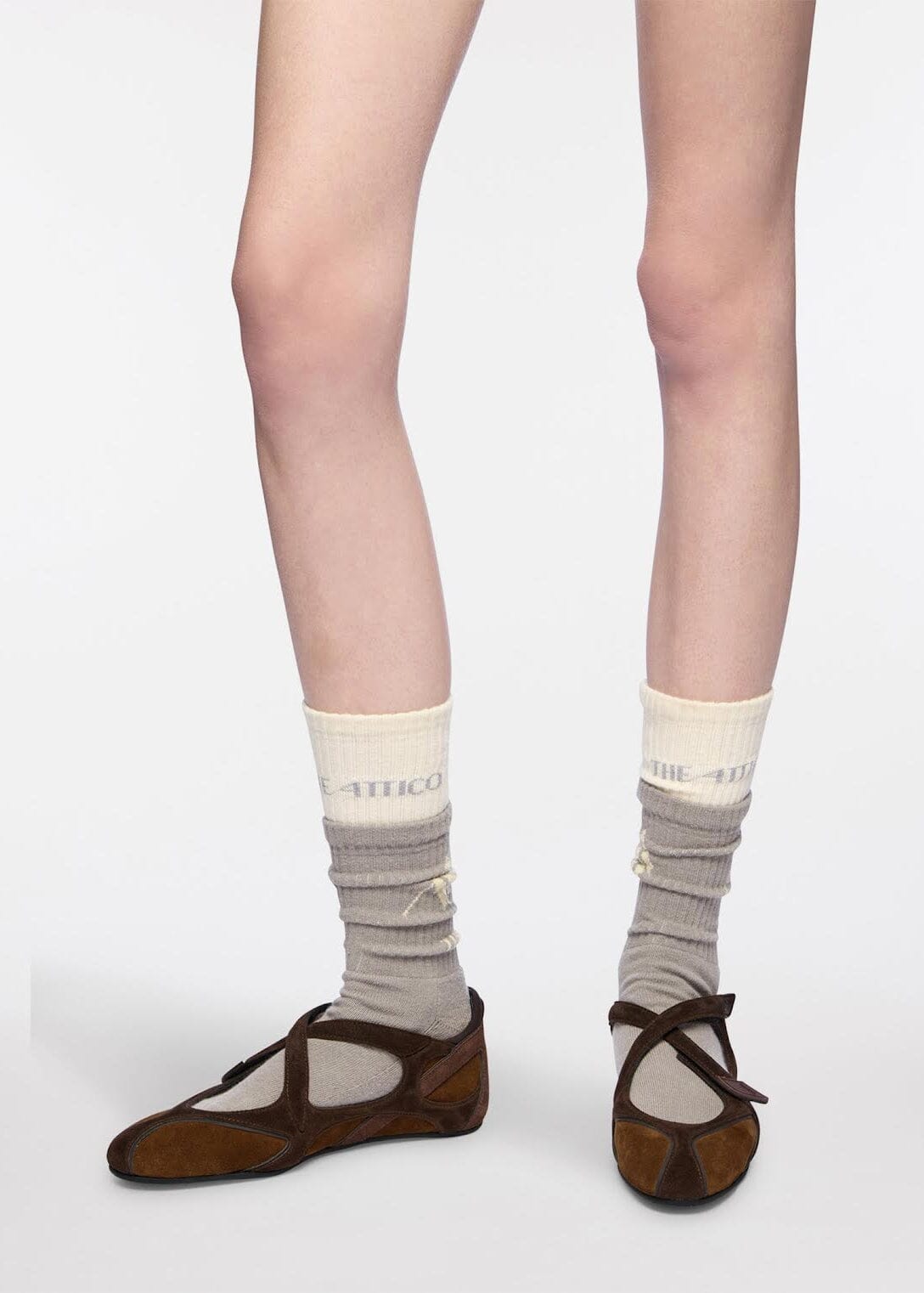 The Attico // Floor01 Ballerina Flat Suede Calfskin / Brown Shades Womens The Attico 