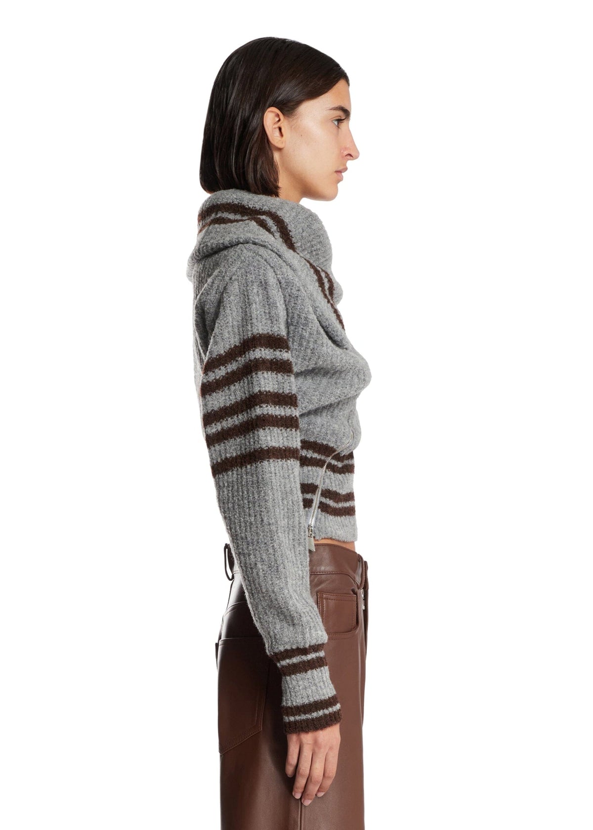 The Attico // Geometric Jacquard Wool Mix Cardigan / Light Grey Melange Womens The Attico 