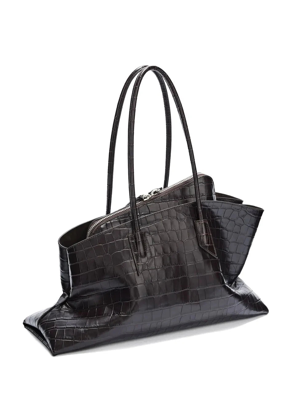 The Attico // "La Passeggiata Medium" Top Crocodile Printed Leather / Faded Bordeaux Womens The Attico 