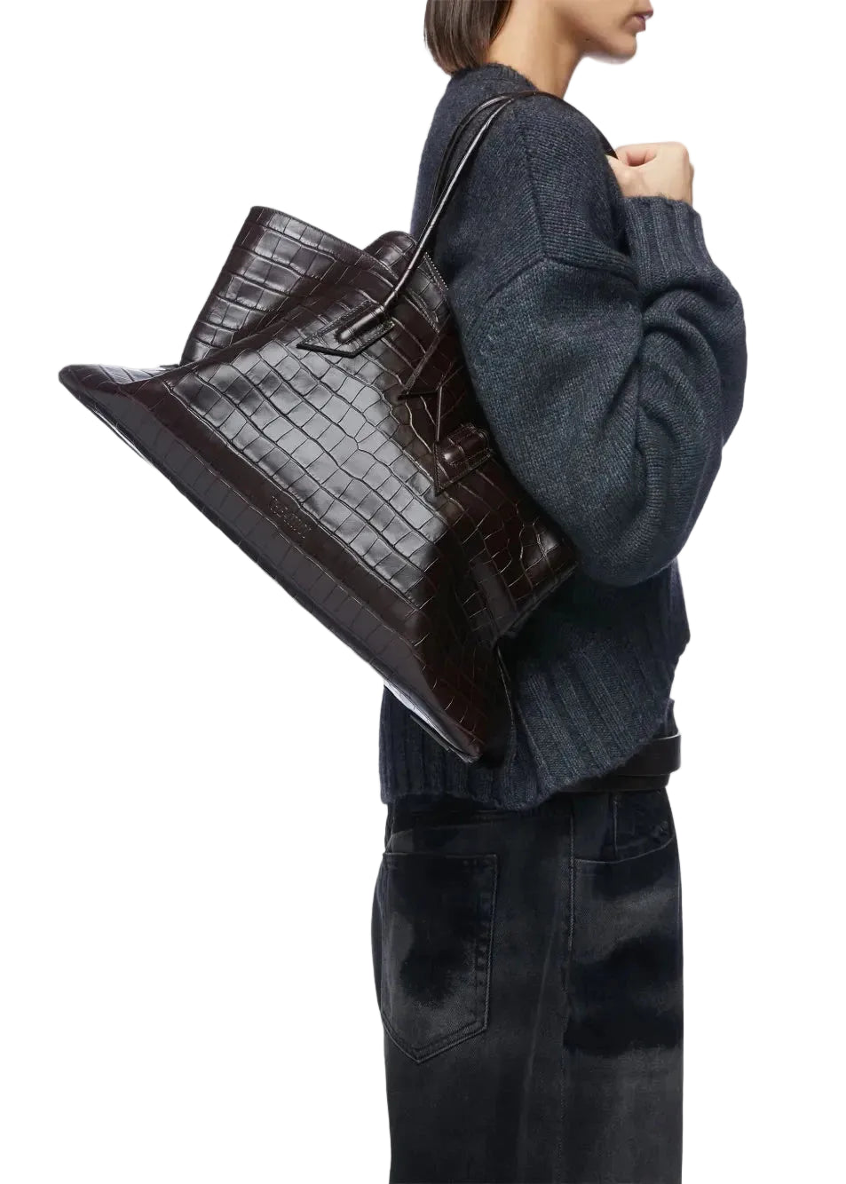 The Attico // "La Passeggiata Medium" Top Crocodile Printed Leather / Faded Bordeaux Womens The Attico 