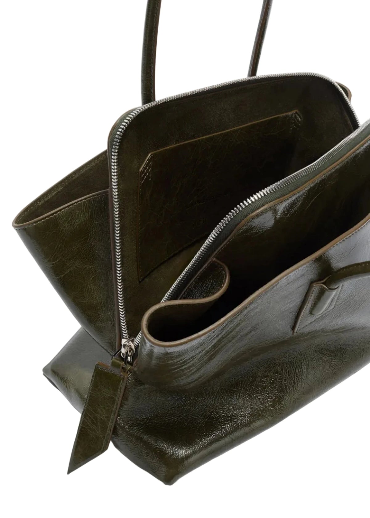 The Attico // "La Passeggiata Medium" Top Naplack Patent / Olive Brown Womens The Attico 