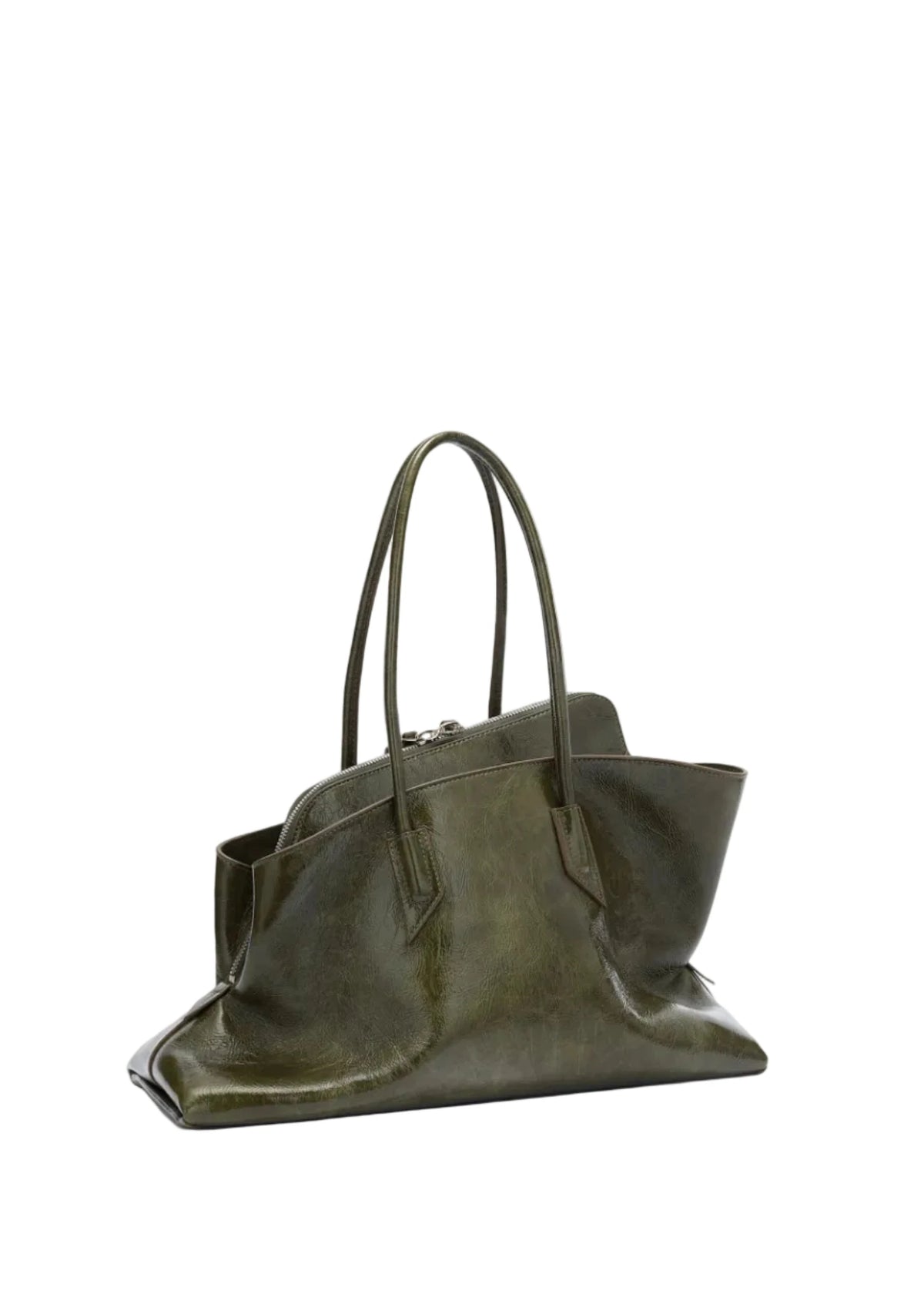 The Attico // "La Passeggiata Medium" Top Naplack Patent / Olive Brown Womens The Attico 