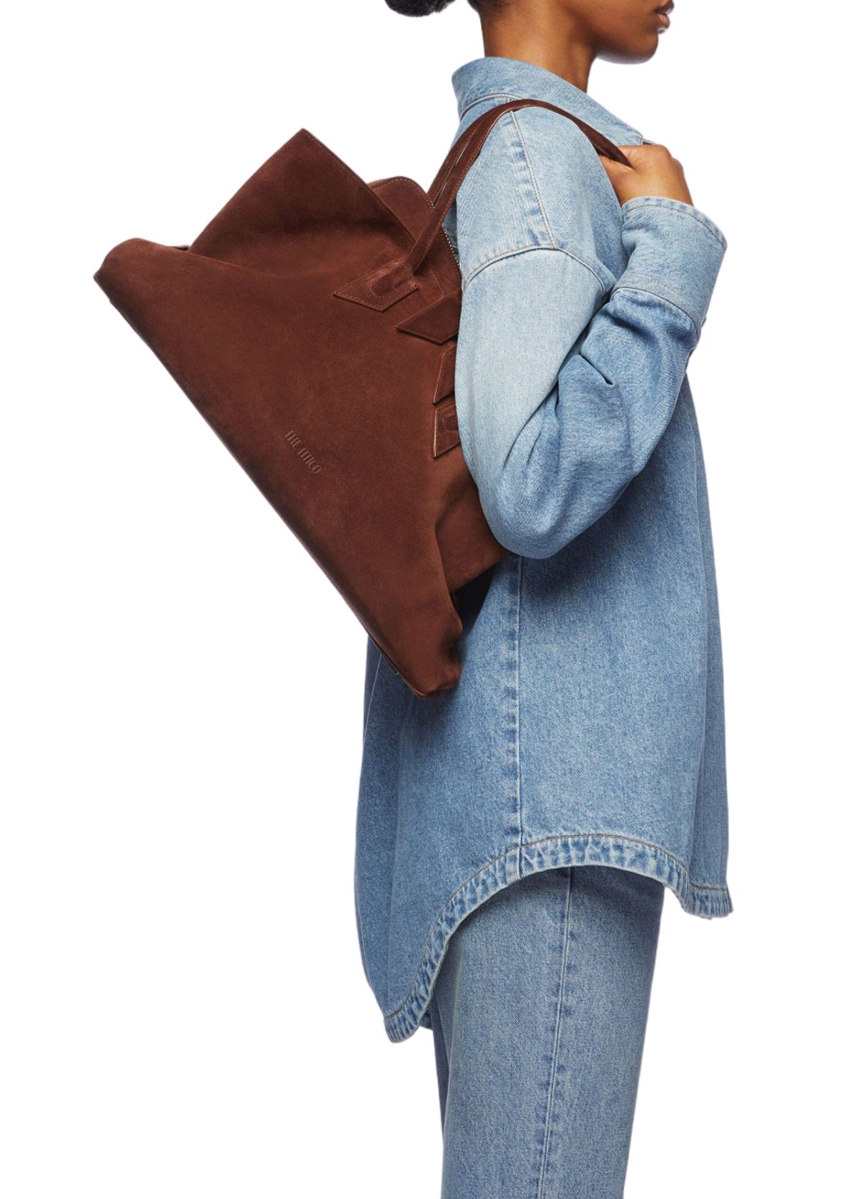 The Attico // "La Passeggiata Medium" Top Suede / Light Chocolate Womens The Attico 