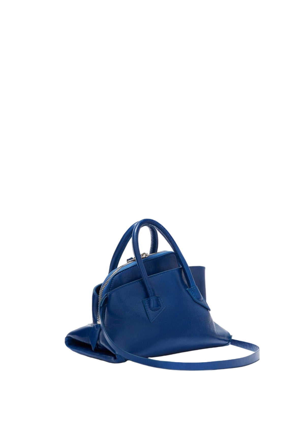 The Attico // "La Passeggiata Mini" Top Crackled Laminated Leather / Blue Womens The Attico 