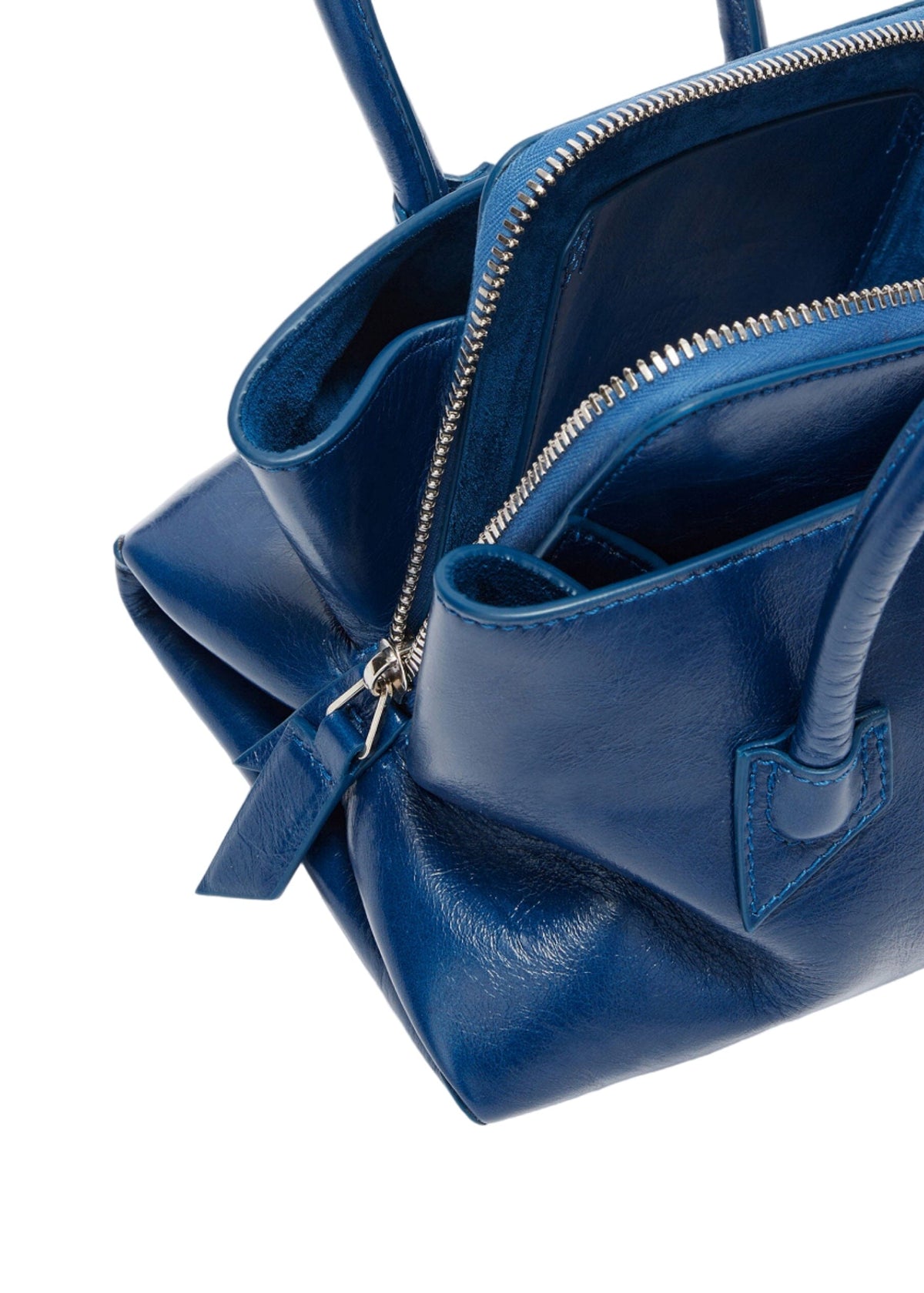 The Attico // "La Passeggiata Mini" Top Crackled Laminated Leather / Blue Womens The Attico 
