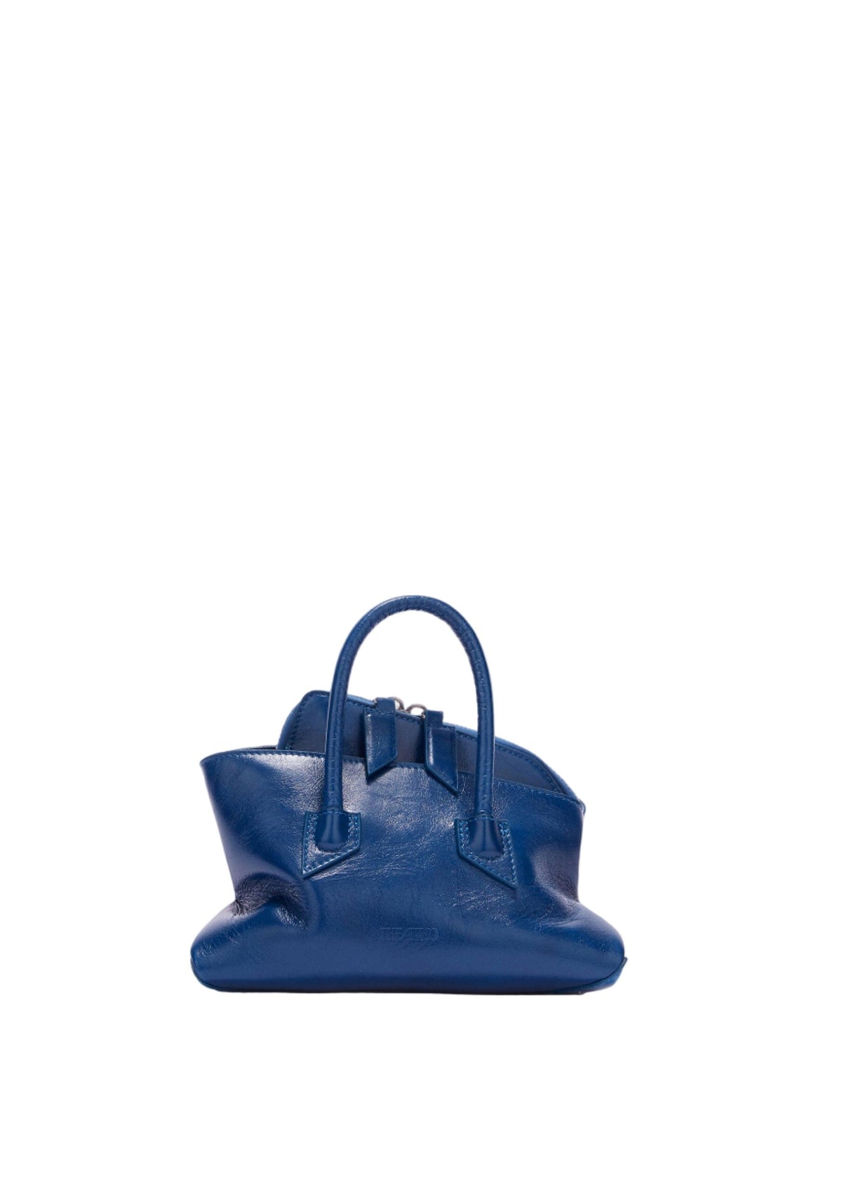 The Attico // "La Passeggiata Mini" Top Crackled Laminated Leather / Blue Womens The Attico 