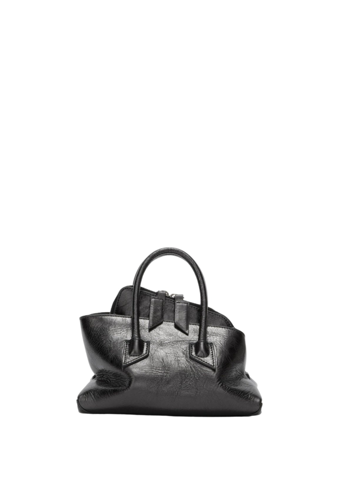 The Attico // "La Passeggiata Mini" Top Crackled Laminated Leather / Dark Grey Womens The Attico 