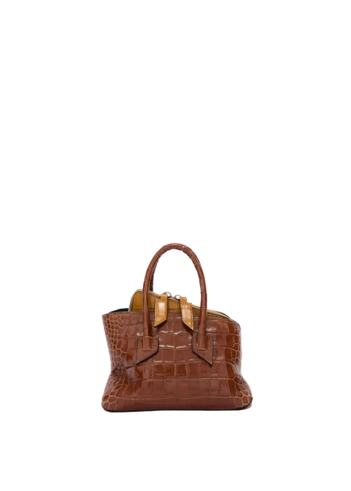 The Attico // "La Passeggiata Mini" Top Crocodile Printed Leather / Shaded Brown Womens The Attico 