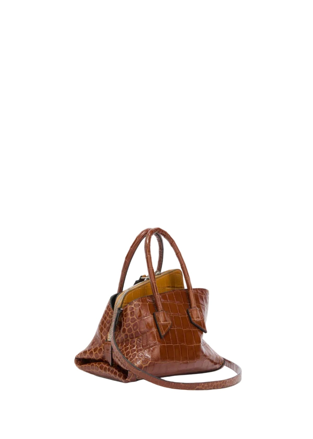 The Attico // "La Passeggiata Mini" Top Crocodile Printed Leather / Shaded Brown Womens The Attico 