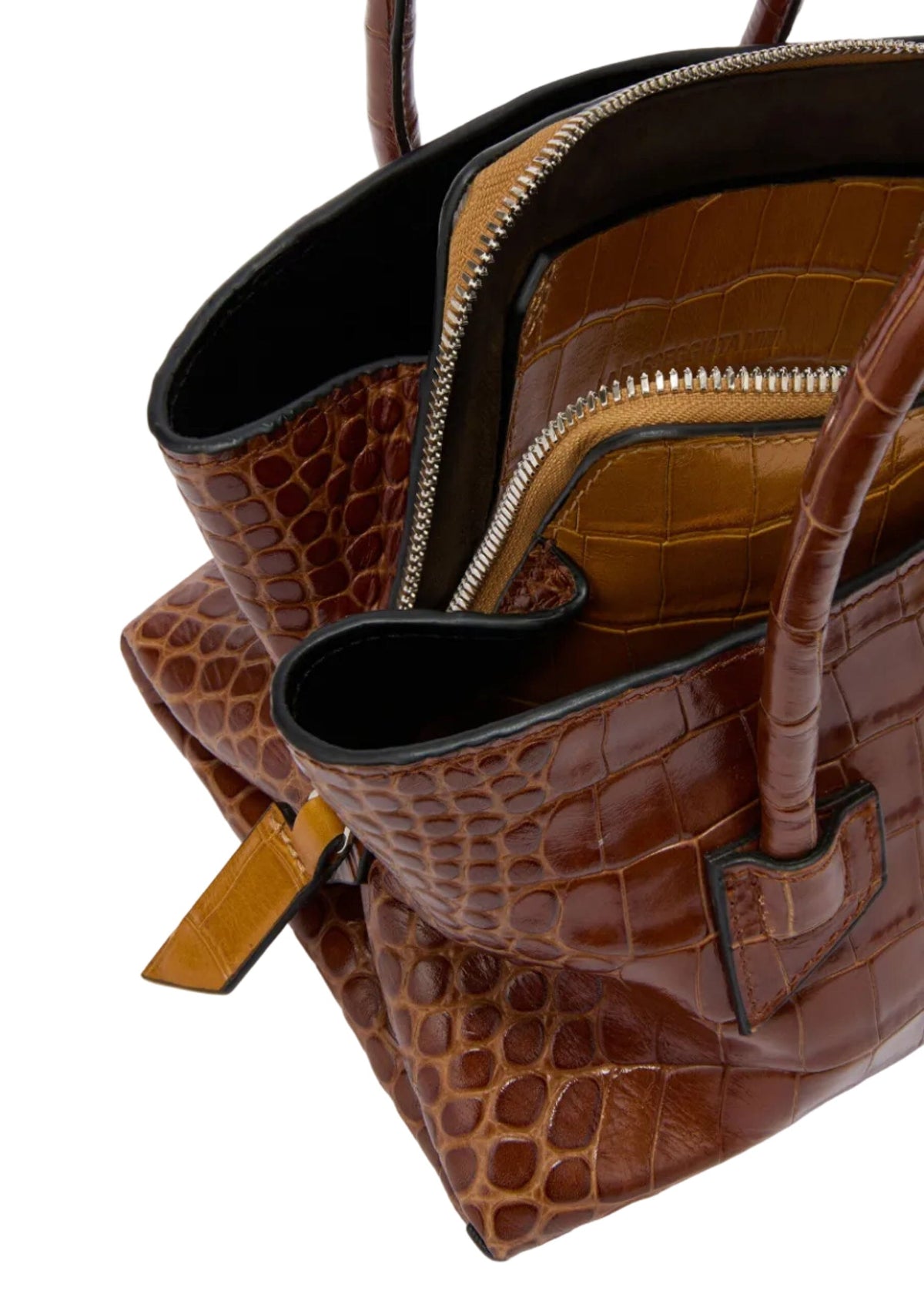 The Attico // "La Passeggiata Mini" Top Crocodile Printed Leather / Shaded Brown Womens The Attico 