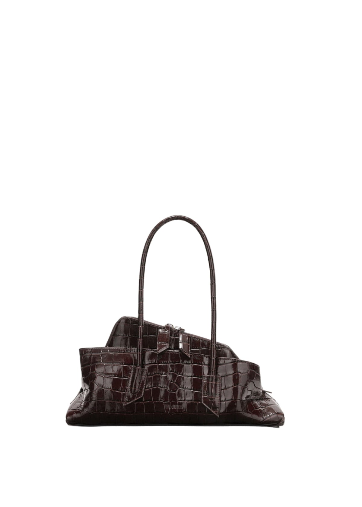 The Attico // La Passeggiata Small Top Crocodile Printed Leather / Coffee Womens The Attico 