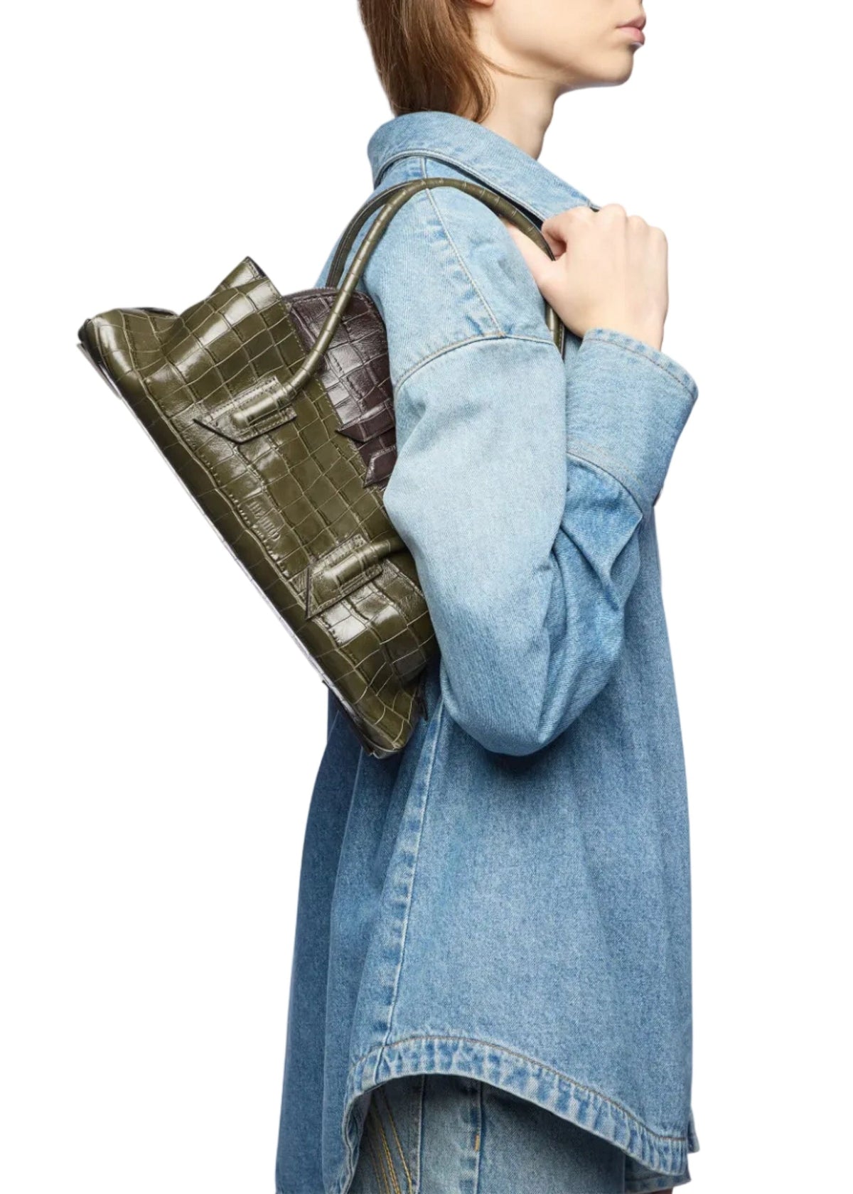 The Attico // "La Passeggiata Small" Top Crocodile Printed Leather / Green Degrade Womens The Attico 