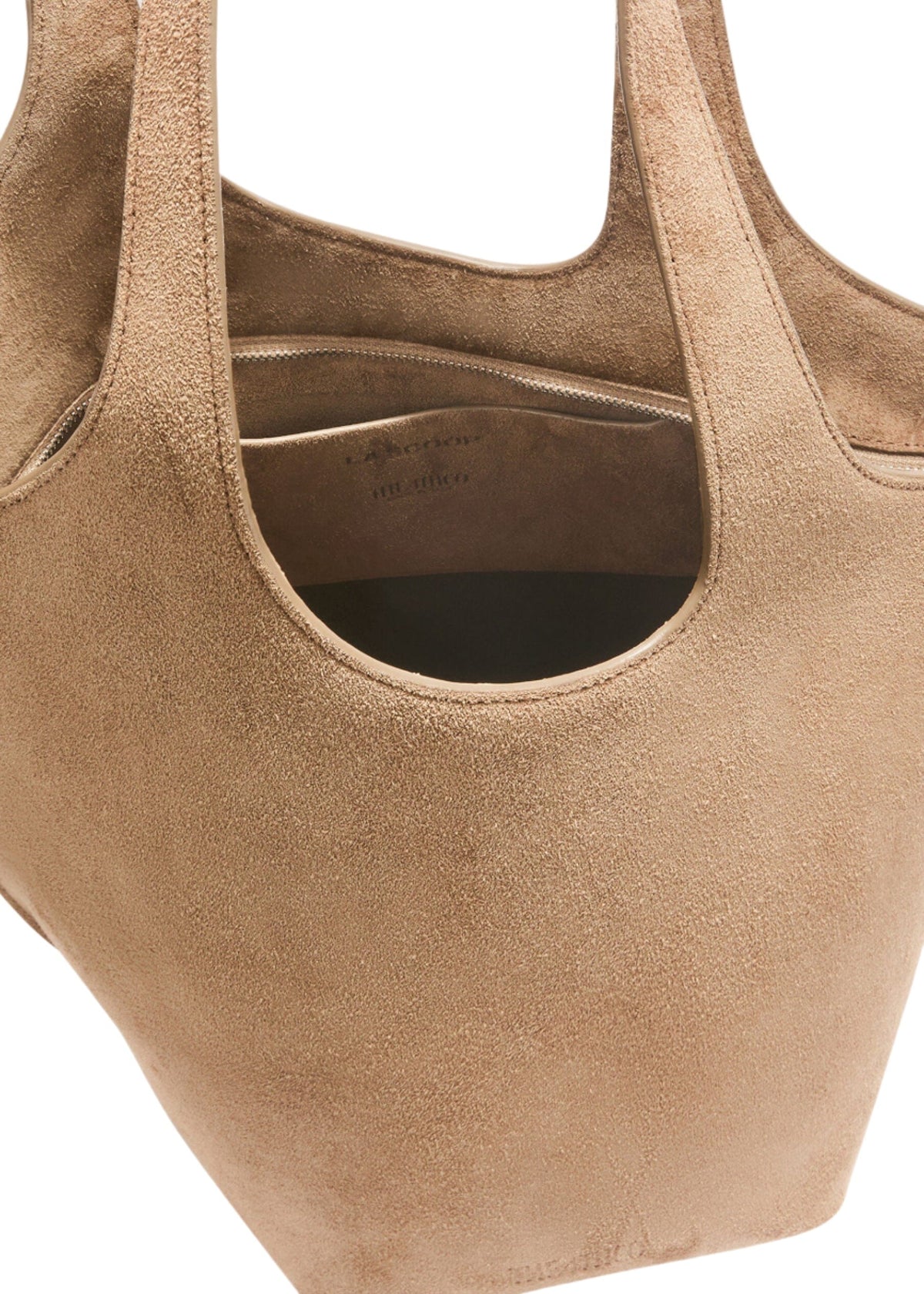 The Attico // "La Scoop Medium" Shoulder Suede / Tobacco Womens The Attico 