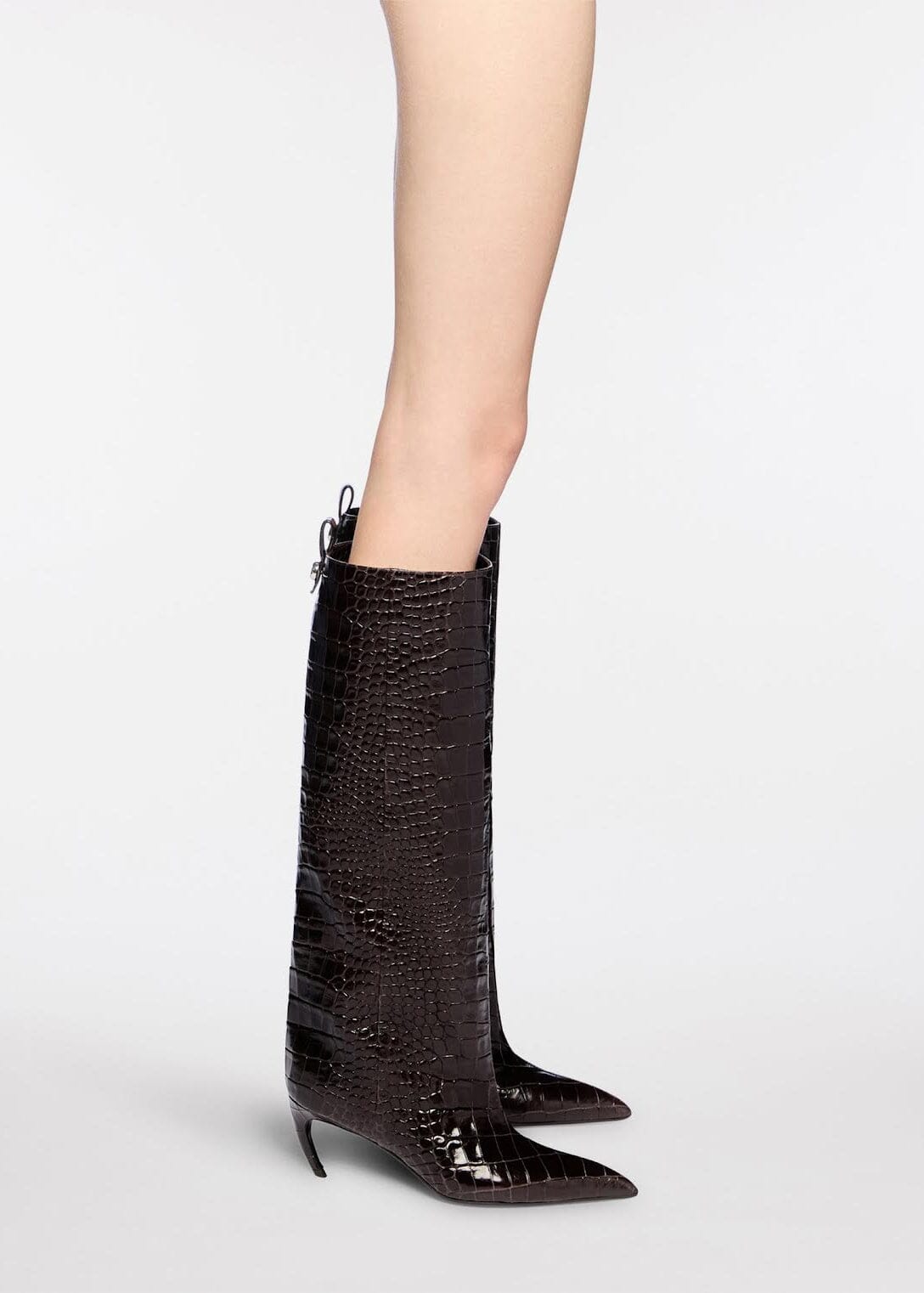 The Attico // Lea Boot 65mm Crocodile Print Mix / Dark Brown Womens The Attico 