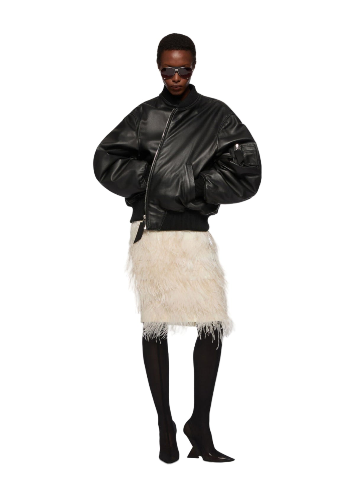 The Attico // Leather Bomber / Black Womens The Attico 