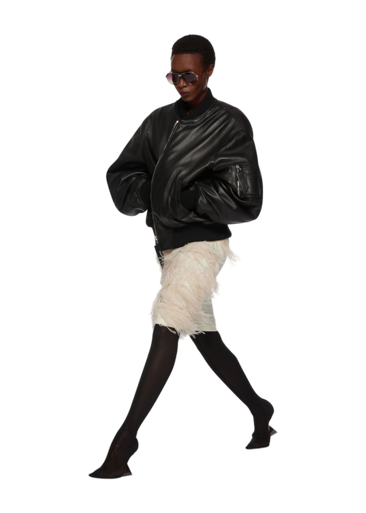 The Attico // Leather Bomber / Black Womens The Attico 