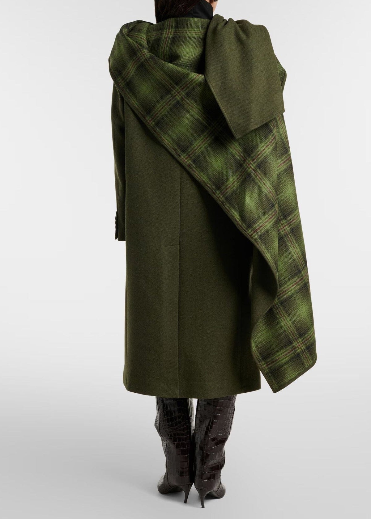 The Attico // Long Coat Double Face Wool Cloth / Military Green Womens The Attico 