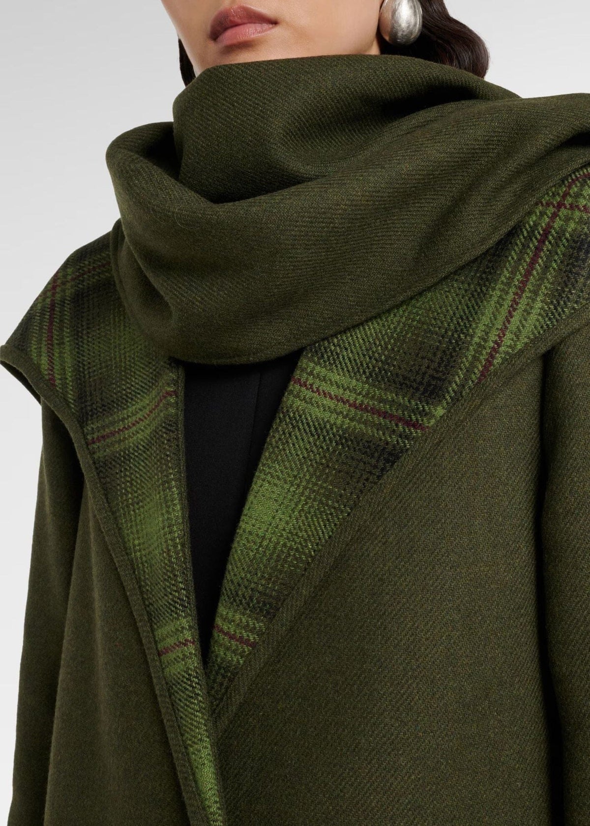 The Attico // Long Coat Double Face Wool Cloth / Military Green Womens The Attico 