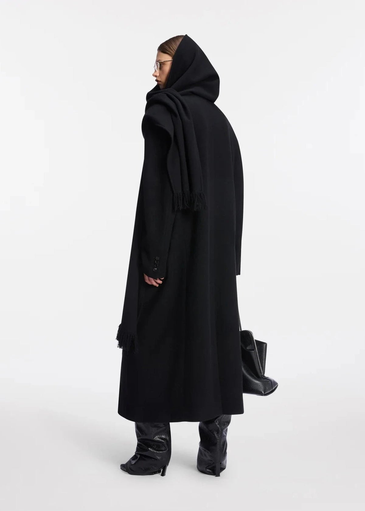 The Attico // Long Coat Wool Cloth / Black Womens The Attico 