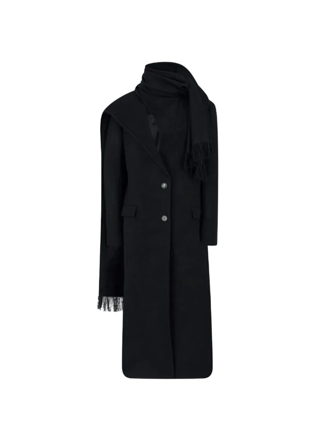The Attico // Long Coat Wool Cloth / Black Womens The Attico 