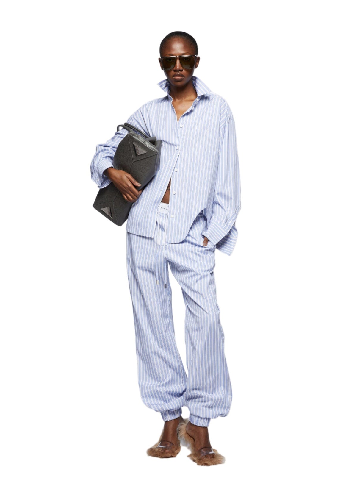 The Attico // Long Pant Cotton Stripes / Light Blue & White Womens The Attico 