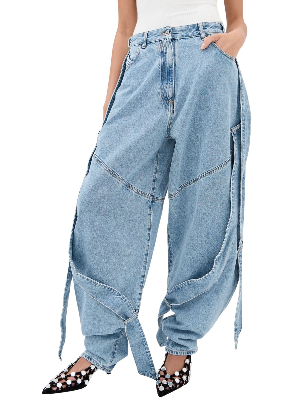 The Attico // Long Pant Washed Denim / Sky Blue Womens The Attico 