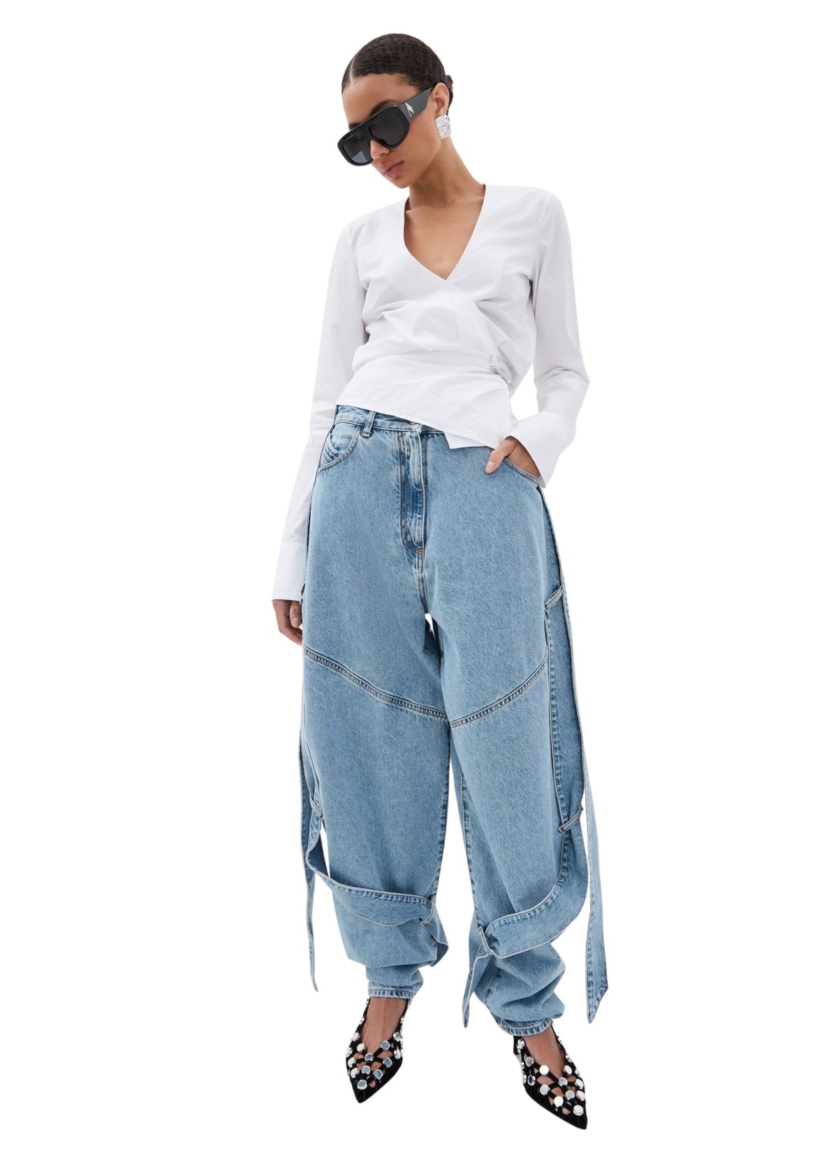 The Attico // Long Pant Washed Denim / Sky Blue Womens The Attico 