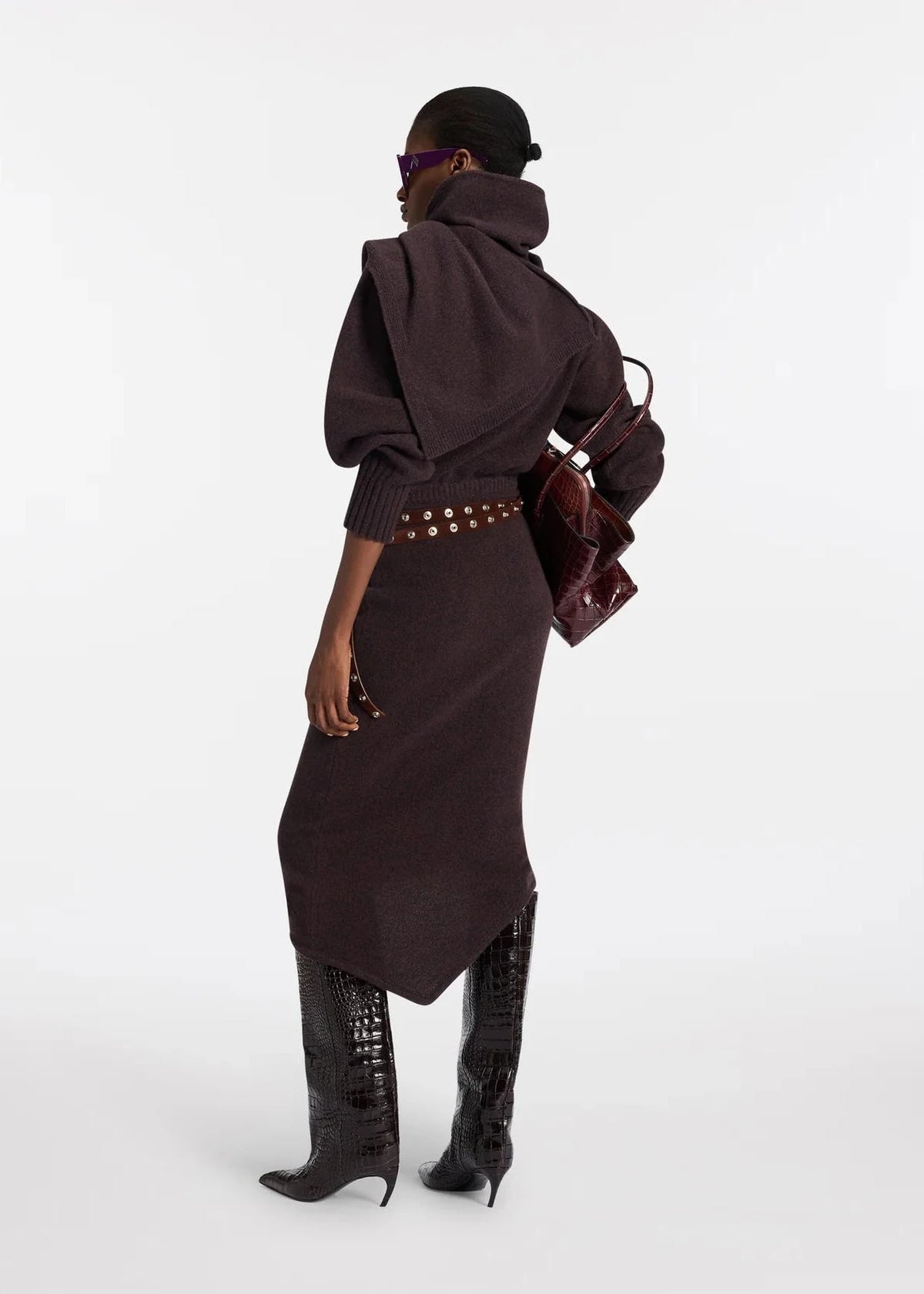 The Attico // Midi Dress Wool Cashmere / Brown Shades Womens The Attico 