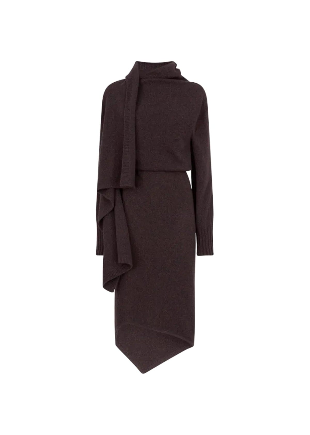 The Attico // Midi Dress Wool Cashmere / Brown Shades Womens The Attico 